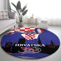 Croatia Independence Day Round Carpet Hrvatska Checkerboard 35th Anniversary