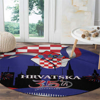 Croatia Independence Day Round Carpet Hrvatska Checkerboard 35th Anniversary