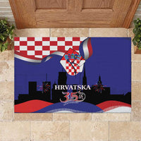 Croatia Independence Day Rubber Doormat Hrvatska Checkerboard 35th Anniversary