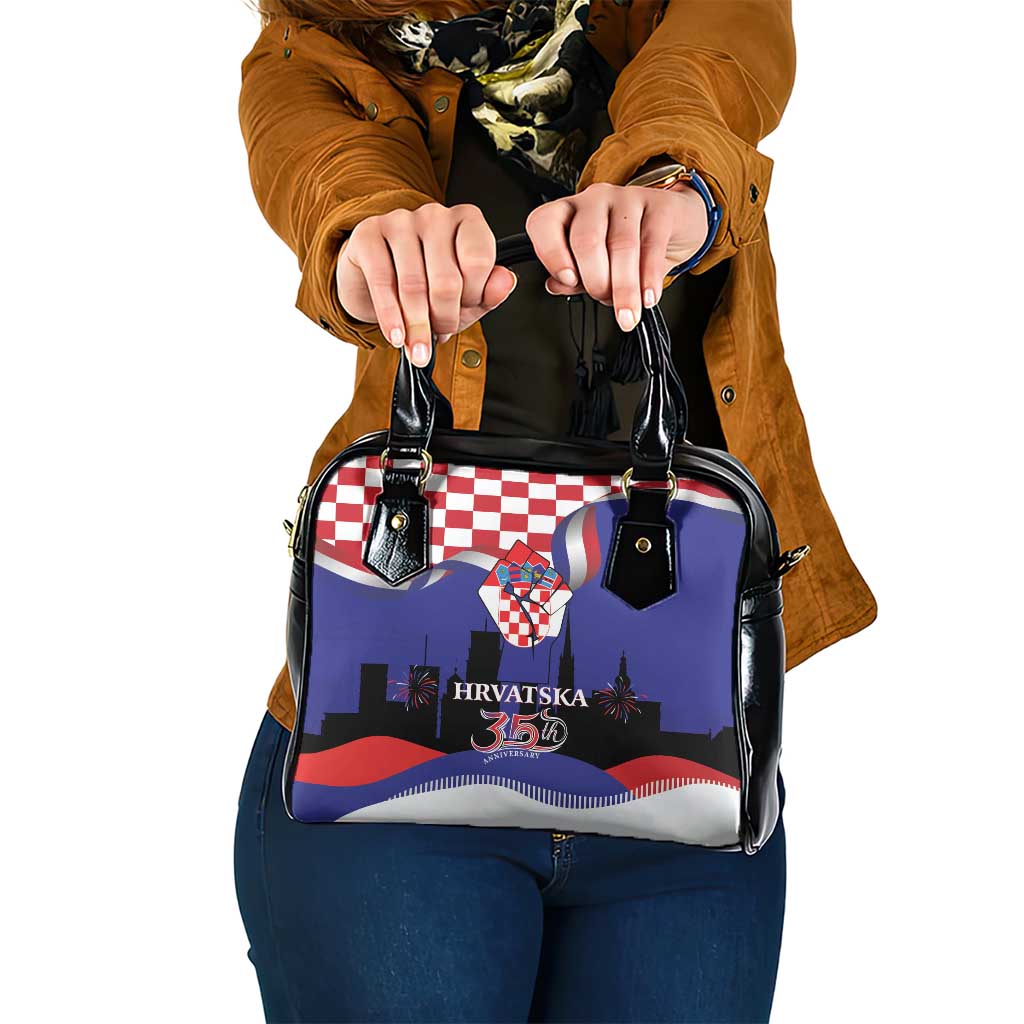 Croatia Independence Day Shoulder Handbag Hrvatska Checkerboard 35th Anniversary