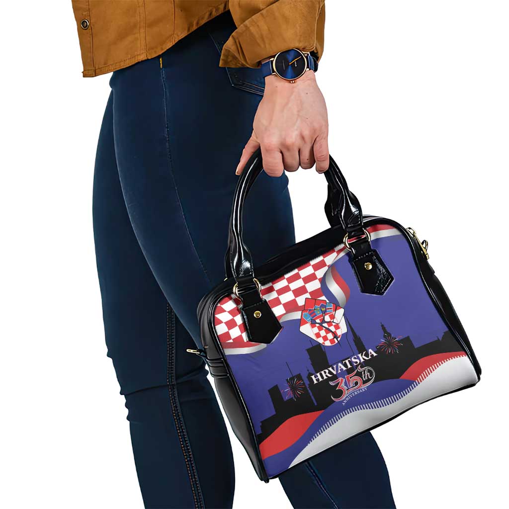 Croatia Independence Day Shoulder Handbag Hrvatska Checkerboard 35th Anniversary