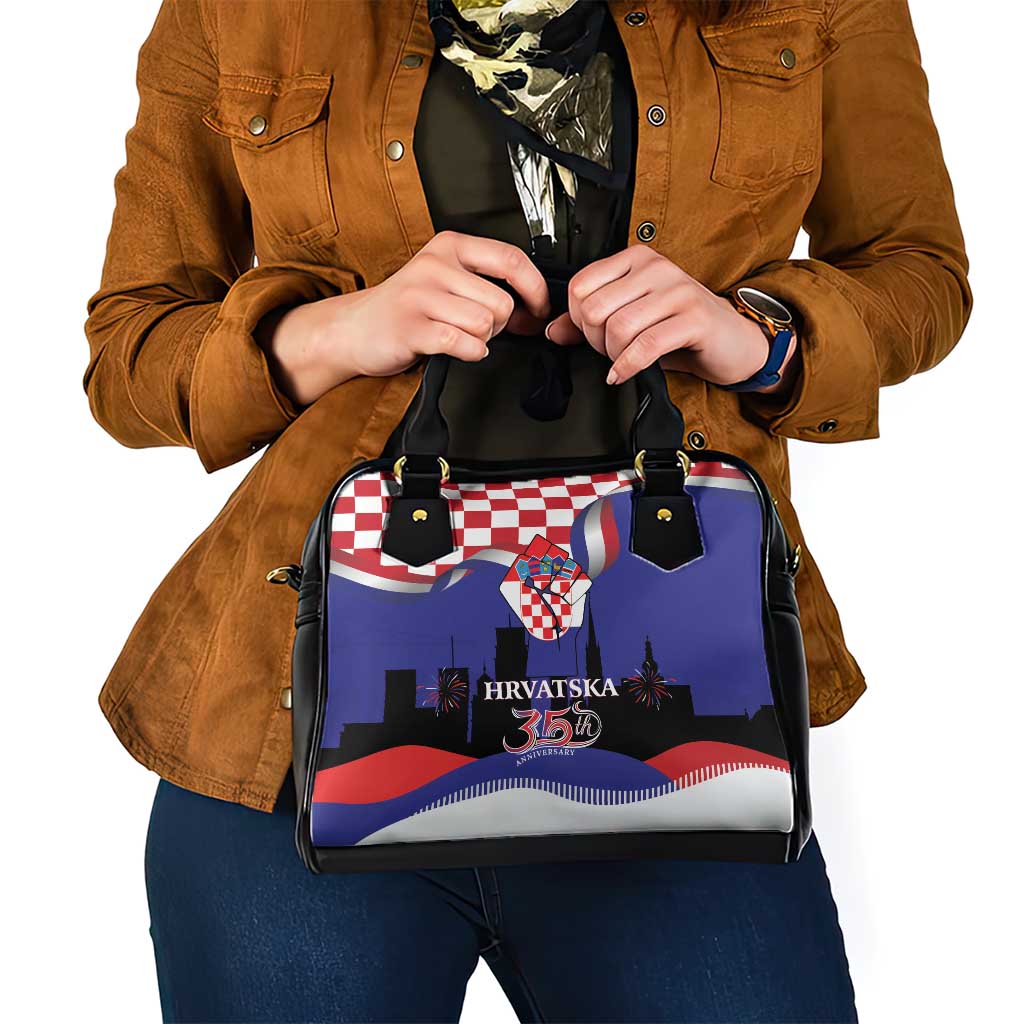 Croatia Independence Day Shoulder Handbag Hrvatska Checkerboard 35th Anniversary