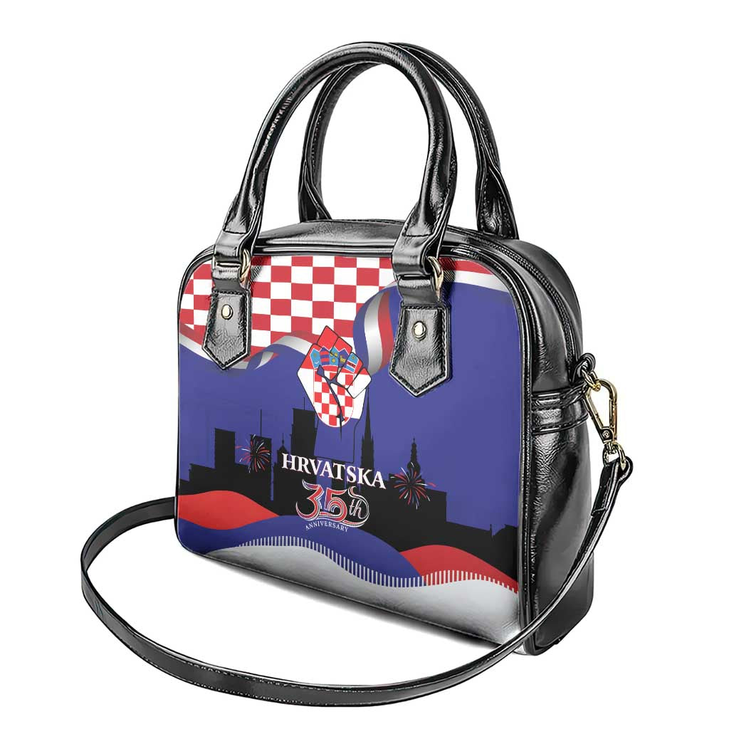 Croatia Independence Day Shoulder Handbag Hrvatska Checkerboard 35th Anniversary