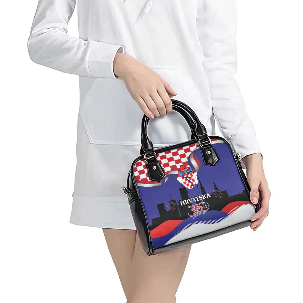 Croatia Independence Day Shoulder Handbag Hrvatska Checkerboard 35th Anniversary