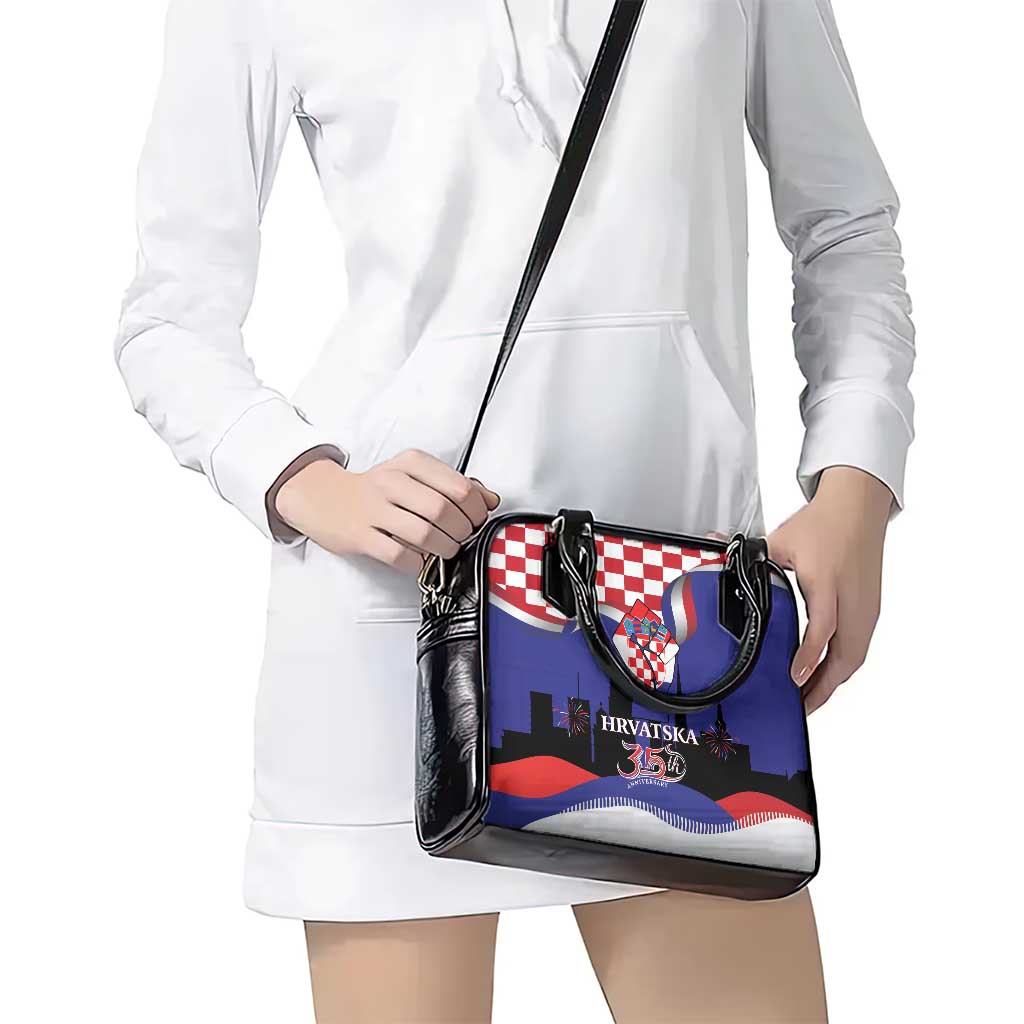 Croatia Independence Day Shoulder Handbag Hrvatska Checkerboard 35th Anniversary