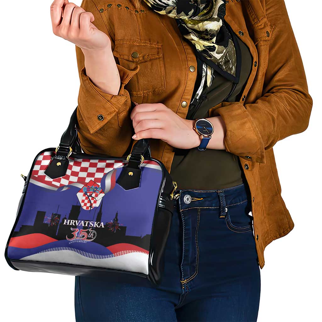 Croatia Independence Day Shoulder Handbag Hrvatska Checkerboard 35th Anniversary