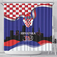 Croatia Independence Day Shower Curtain Hrvatska Checkerboard 35th Anniversary