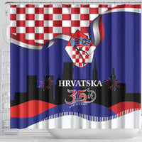 Croatia Independence Day Shower Curtain Hrvatska Checkerboard 35th Anniversary