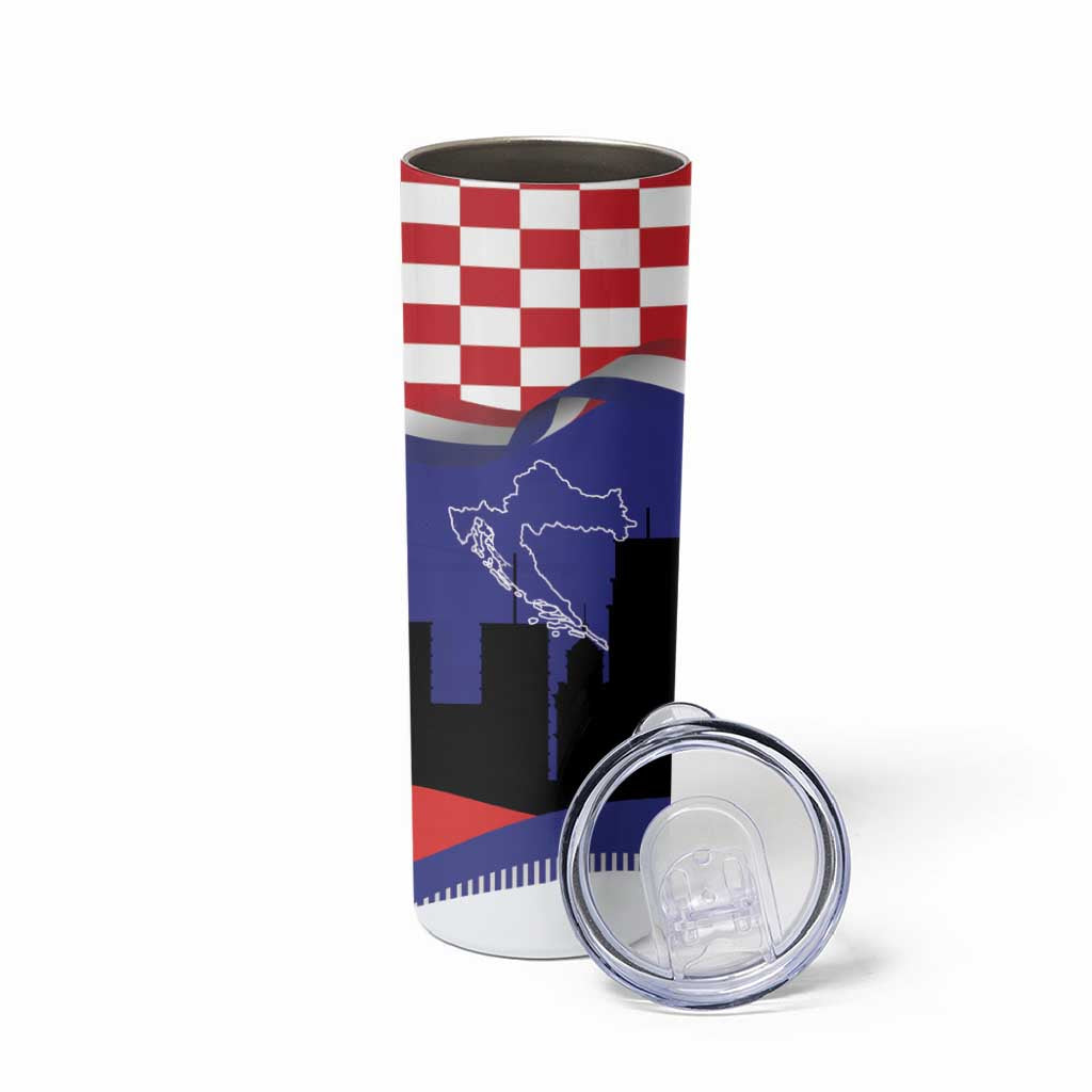 Croatia Independence Day Skinny Tumbler Hrvatska Checkerboard 35th Anniversary