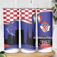 Croatia Independence Day Skinny Tumbler Hrvatska Checkerboard 35th Anniversary