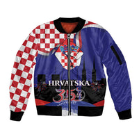 Croatia Independence Day Sleeve Zip Bomber Jacket Hrvatska Checkerboard 35th Anniversary