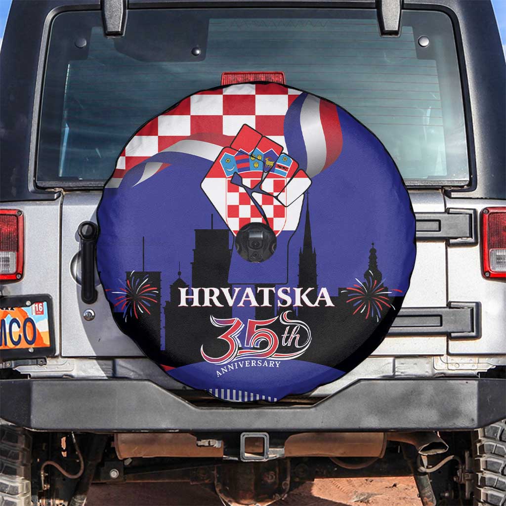 Croatia Independence Day Spare Tire Cover Hrvatska Checkerboard 35th Anniversary