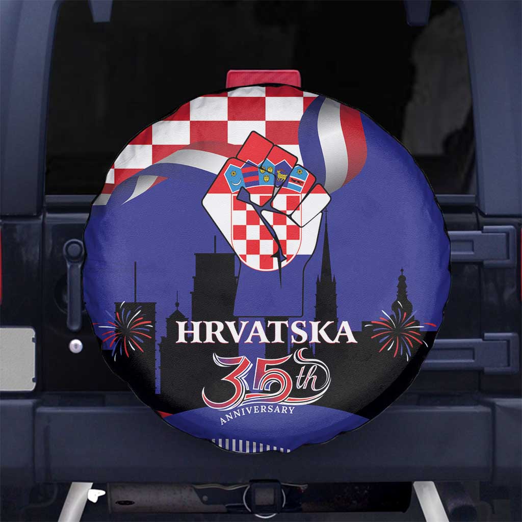 Croatia Independence Day Spare Tire Cover Hrvatska Checkerboard 35th Anniversary
