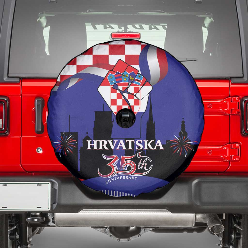 Croatia Independence Day Spare Tire Cover Hrvatska Checkerboard 35th Anniversary