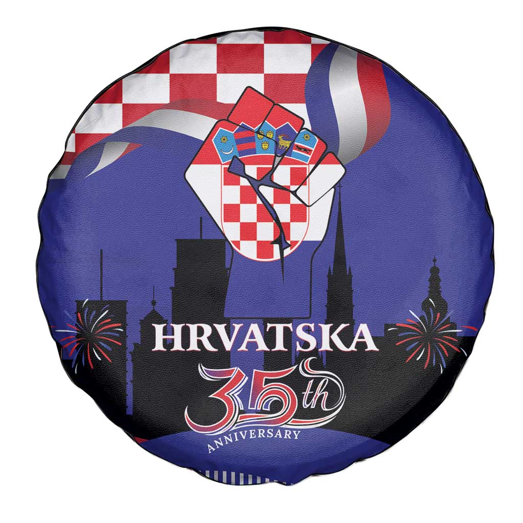 Croatia Independence Day Spare Tire Cover Hrvatska Checkerboard 35th Anniversary