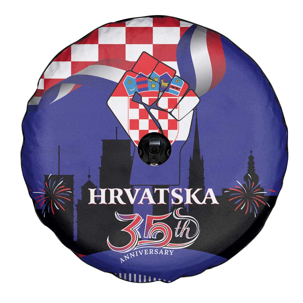 Croatia Independence Day Spare Tire Cover Hrvatska Checkerboard 35th Anniversary