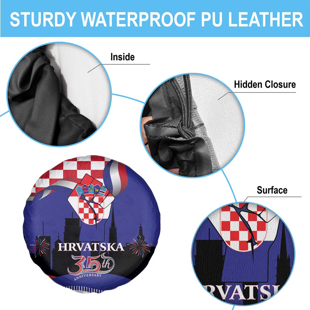 Croatia Independence Day Spare Tire Cover Hrvatska Checkerboard 35th Anniversary
