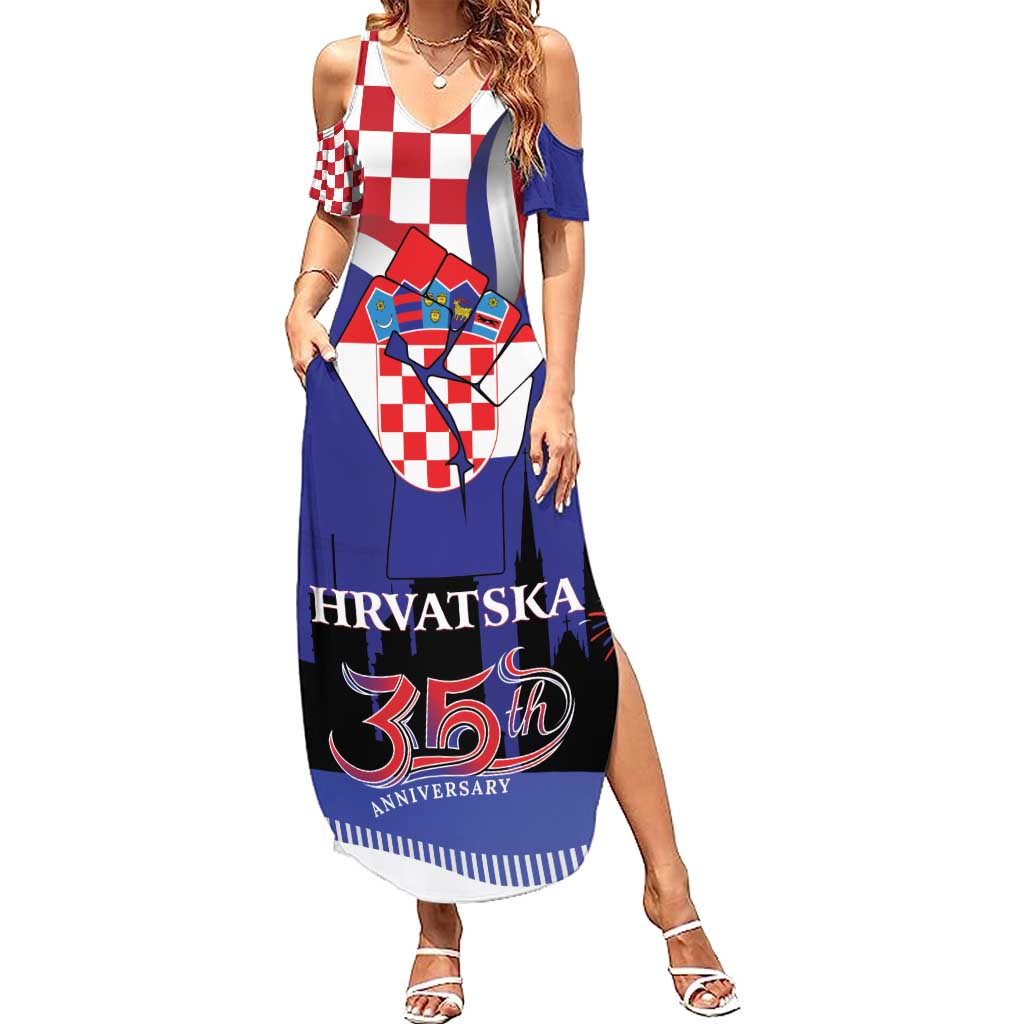 Croatia Independence Day Summer Maxi Dress Hrvatska Checkerboard 35th Anniversary