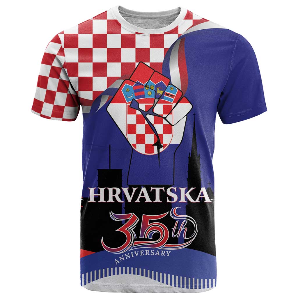 Croatia Independence Day T Shirt Hrvatska Checkerboard 35th Anniversary