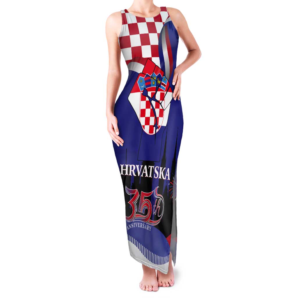 Croatia Independence Day Tank Maxi Dress Hrvatska Checkerboard 35th Anniversary