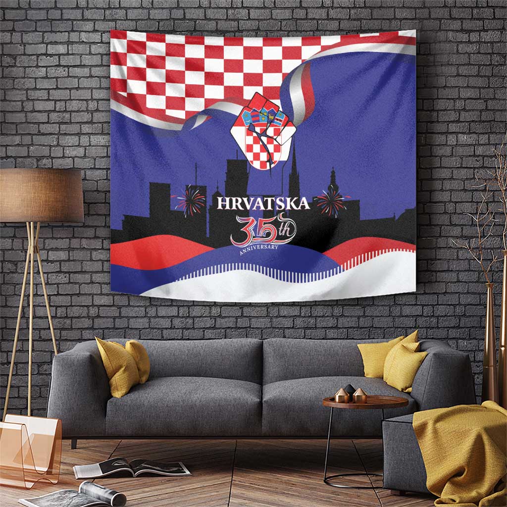 Croatia Independence Day Tapestry Hrvatska Checkerboard 35th Anniversary