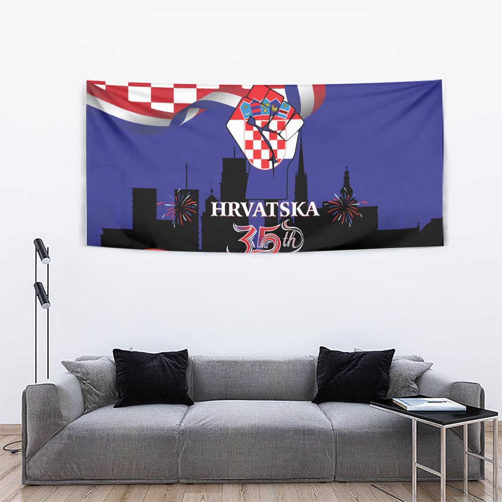 Croatia Independence Day Tapestry Hrvatska Checkerboard 35th Anniversary