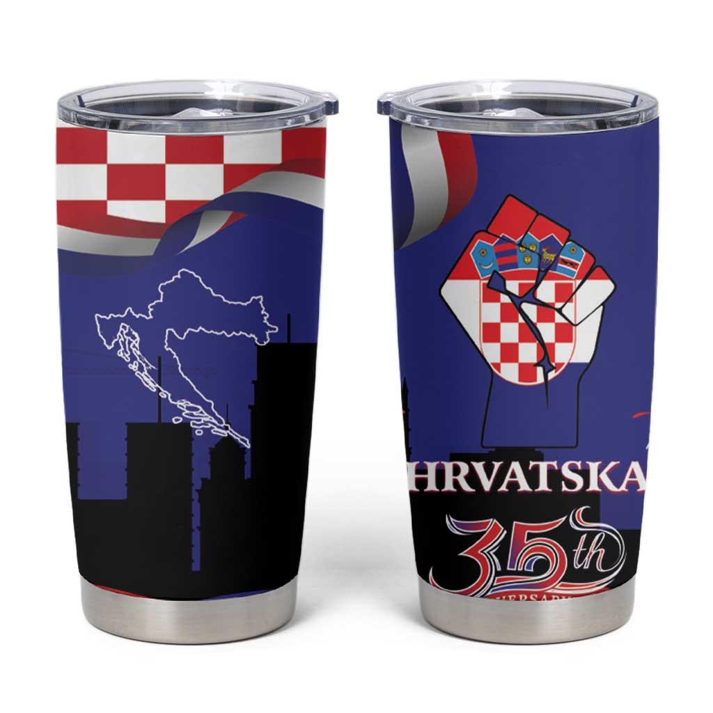 Croatia Independence Day Tumbler Cup Hrvatska Checkerboard 35th Anniversary