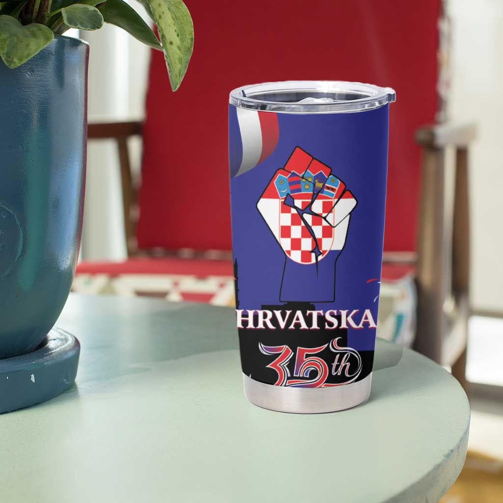 Croatia Independence Day Tumbler Cup Hrvatska Checkerboard 35th Anniversary