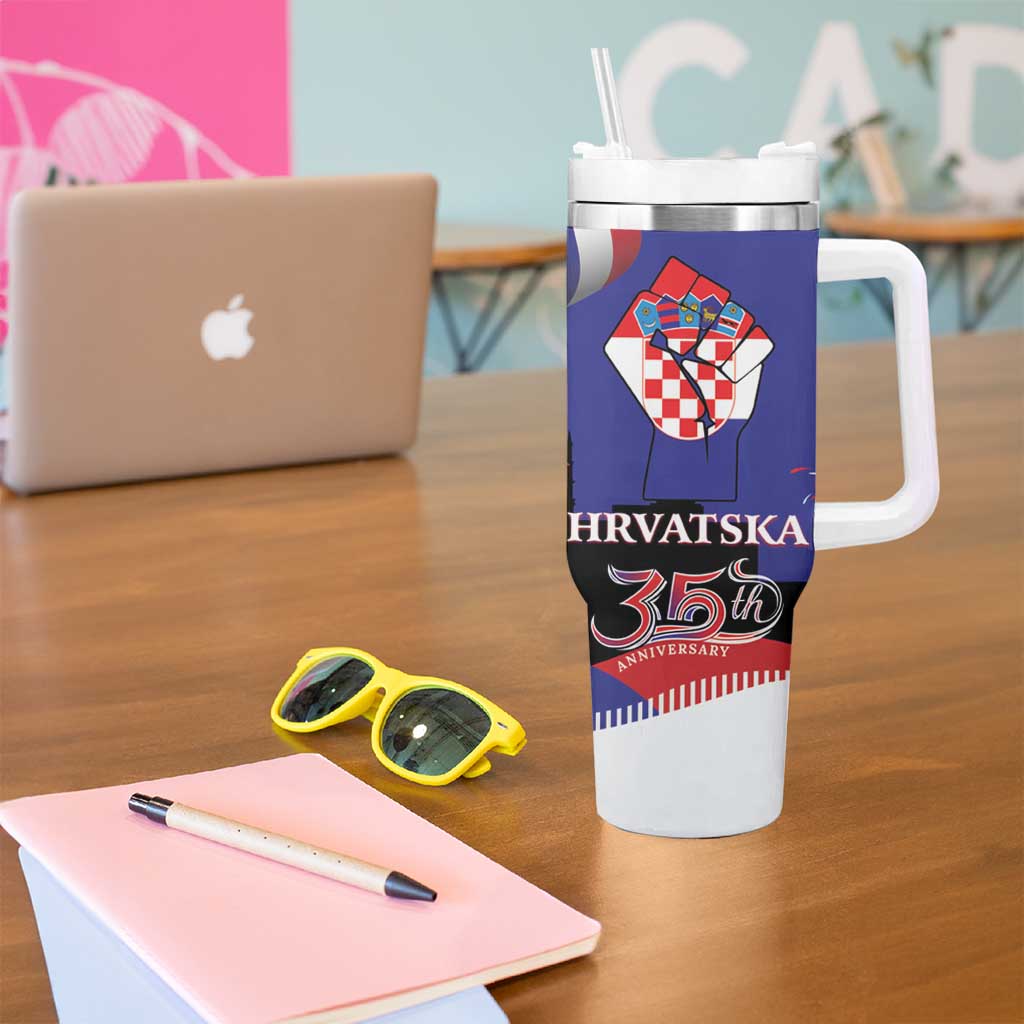Croatia Independence Day Tumbler With Handle Hrvatska Checkerboard 35th Anniversary