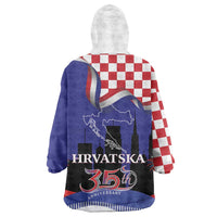 Croatia Independence Day Wearable Blanket Hoodie Hrvatska Checkerboard 35th Anniversary