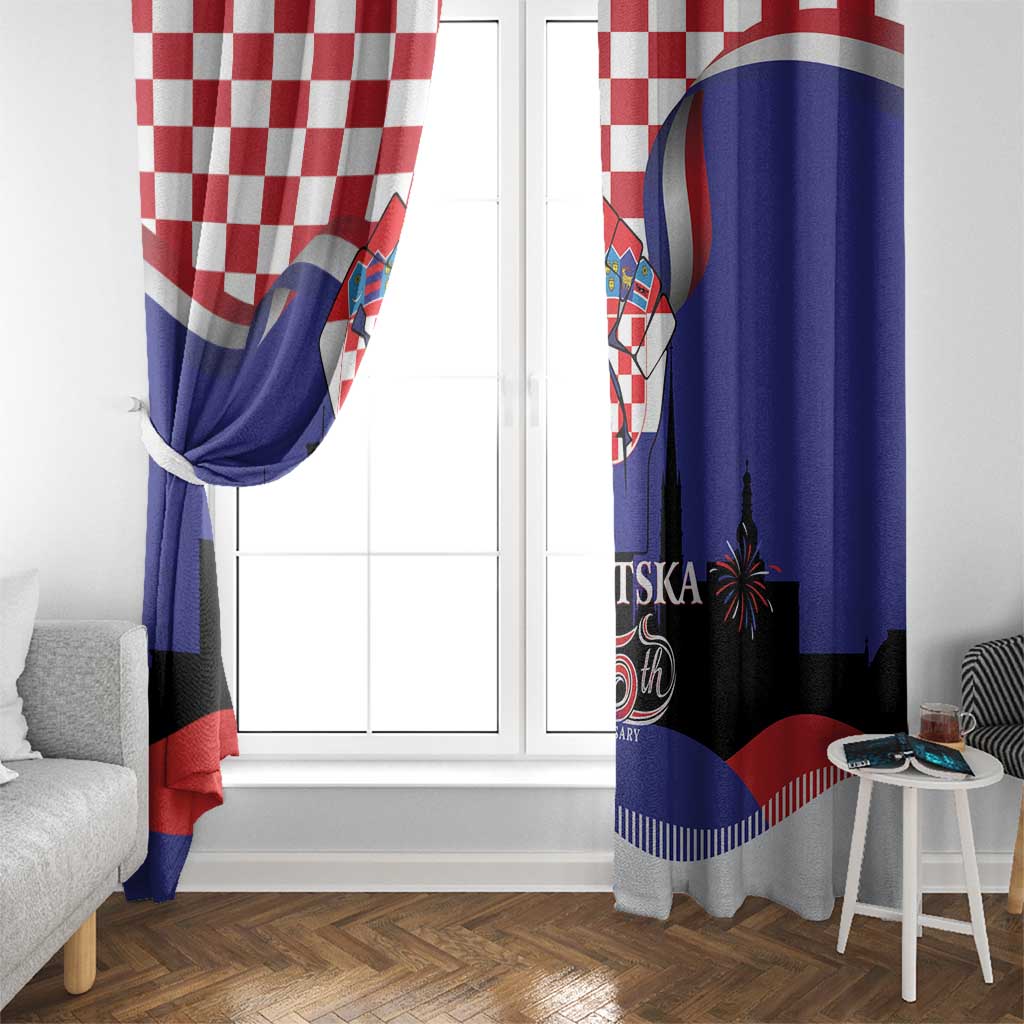 Croatia Independence Day Window Curtain Hrvatska Checkerboard 35th Anniversary