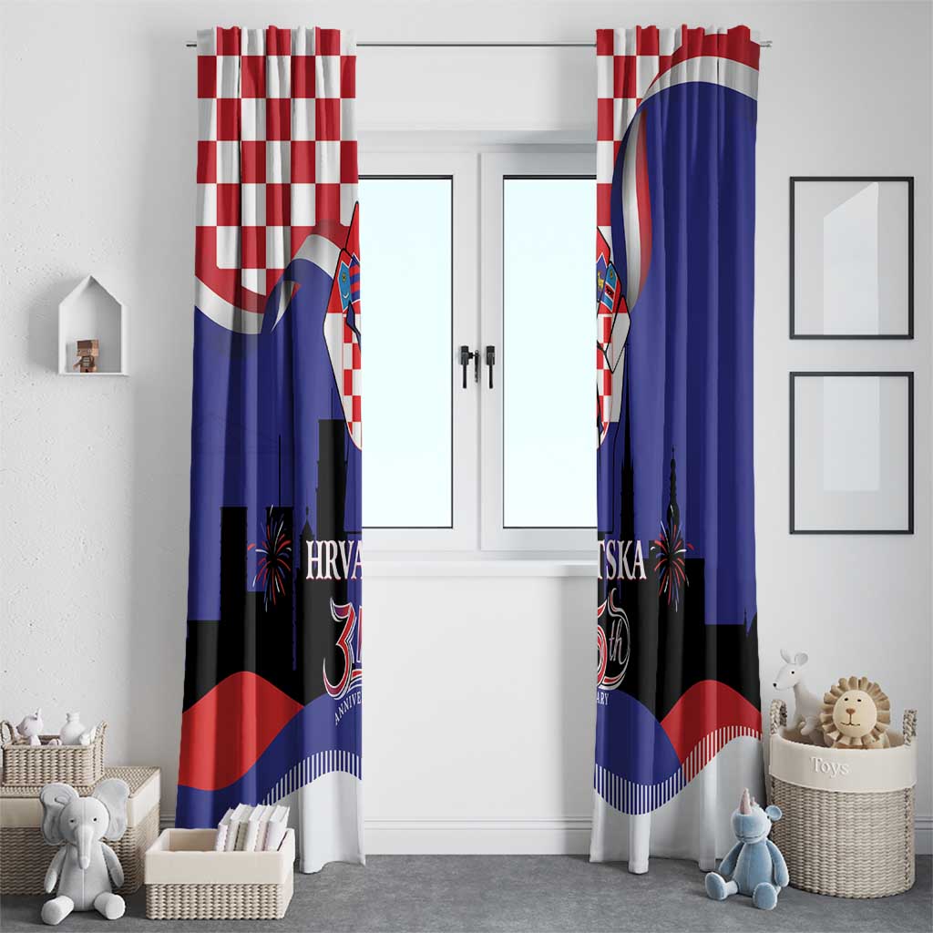 Croatia Independence Day Window Curtain Hrvatska Checkerboard 35th Anniversary