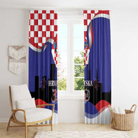 Croatia Independence Day Window Curtain Hrvatska Checkerboard 35th Anniversary