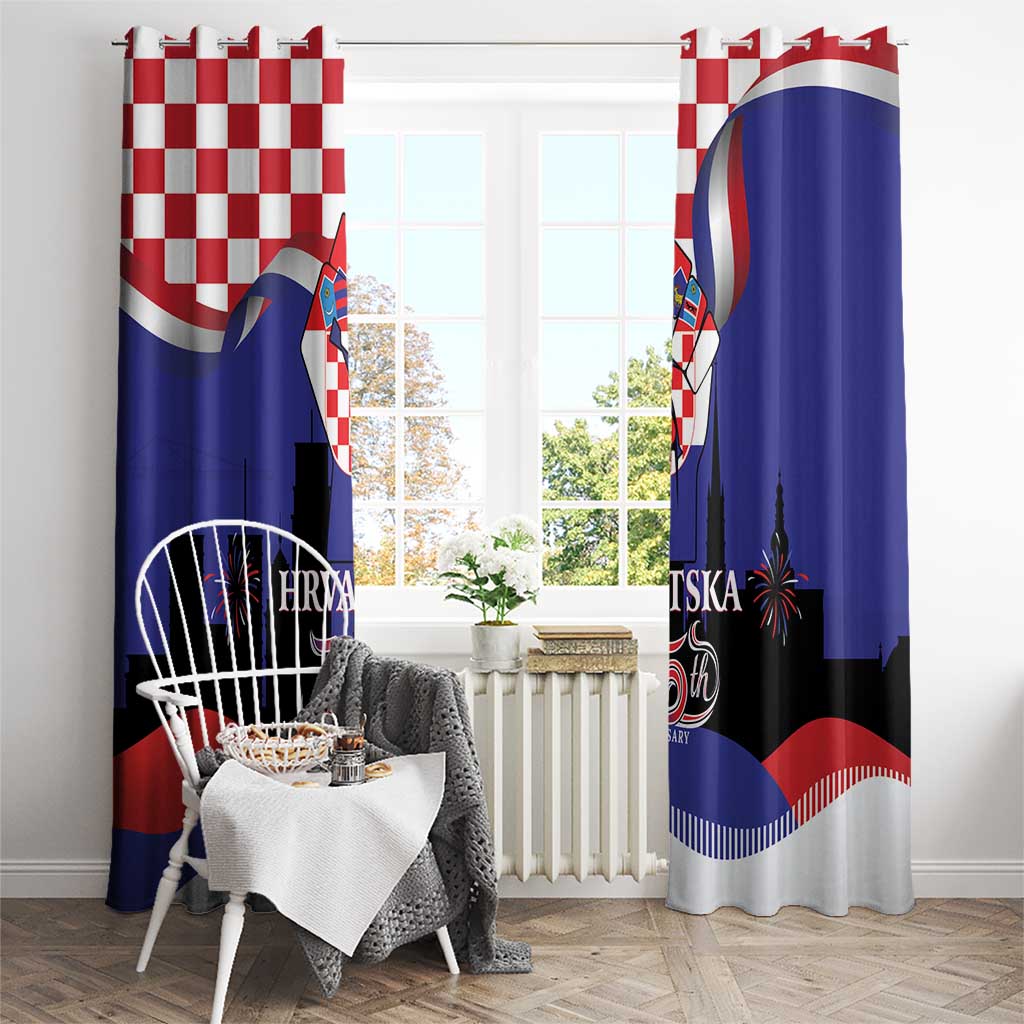 Croatia Independence Day Window Curtain Hrvatska Checkerboard 35th Anniversary