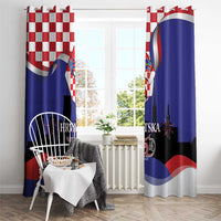 Croatia Independence Day Window Curtain Hrvatska Checkerboard 35th Anniversary