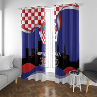 Croatia Independence Day Window Curtain Hrvatska Checkerboard 35th Anniversary