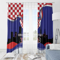 Croatia Independence Day Window Curtain Hrvatska Checkerboard 35th Anniversary