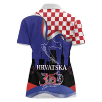 Croatia Independence Day Women Polo Shirt Hrvatska Checkerboard 35th Anniversary