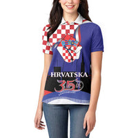 Croatia Independence Day Women Polo Shirt Hrvatska Checkerboard 35th Anniversary