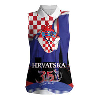 Croatia Independence Day Women Sleeveless Polo Shirt Hrvatska Checkerboard 35th Anniversary