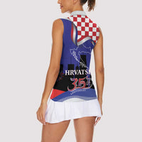 Croatia Independence Day Women Sleeveless Polo Shirt Hrvatska Checkerboard 35th Anniversary