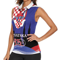 Croatia Independence Day Women Sleeveless Polo Shirt Hrvatska Checkerboard 35th Anniversary