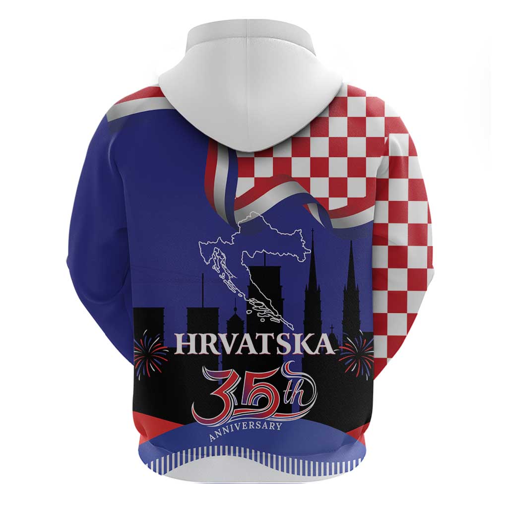 Croatia Independence Day Zip Hoodie Hrvatska Checkerboard 35th Anniversary