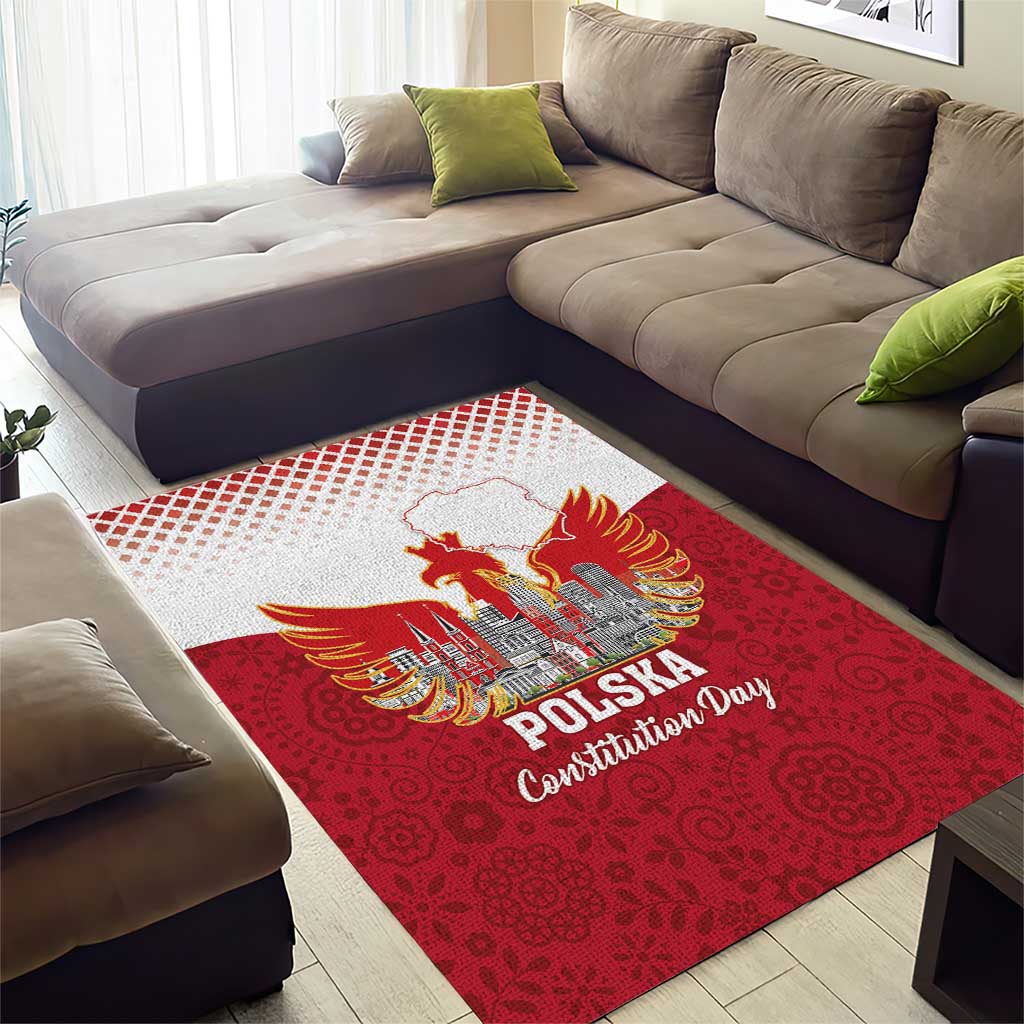 Poland Constitution Day Area Rug Warsaw Capital Mazurek Dabrowskiego