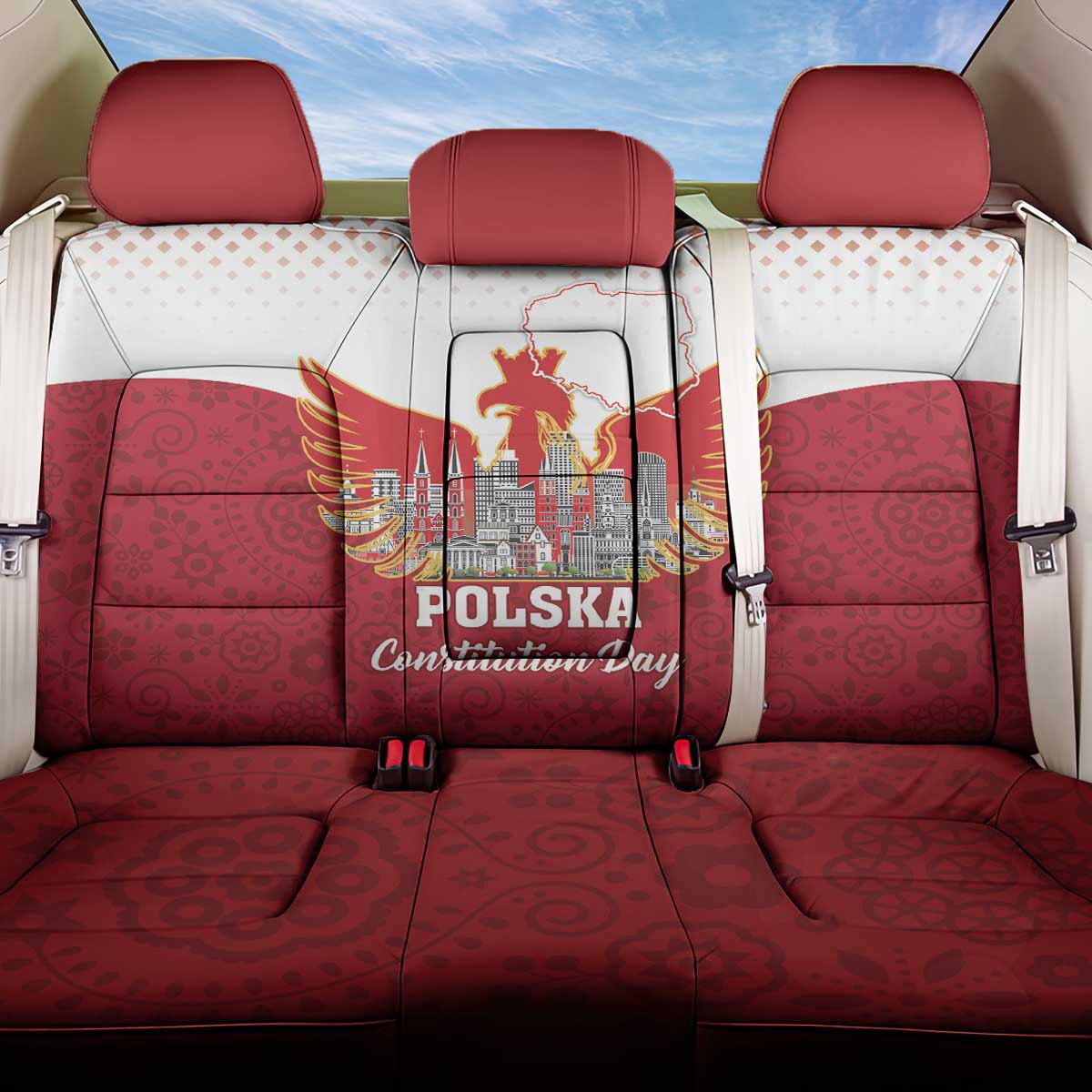 Poland Constitution Day Back Car Seat Cover Warsaw Capital Mazurek Dabrowskiego