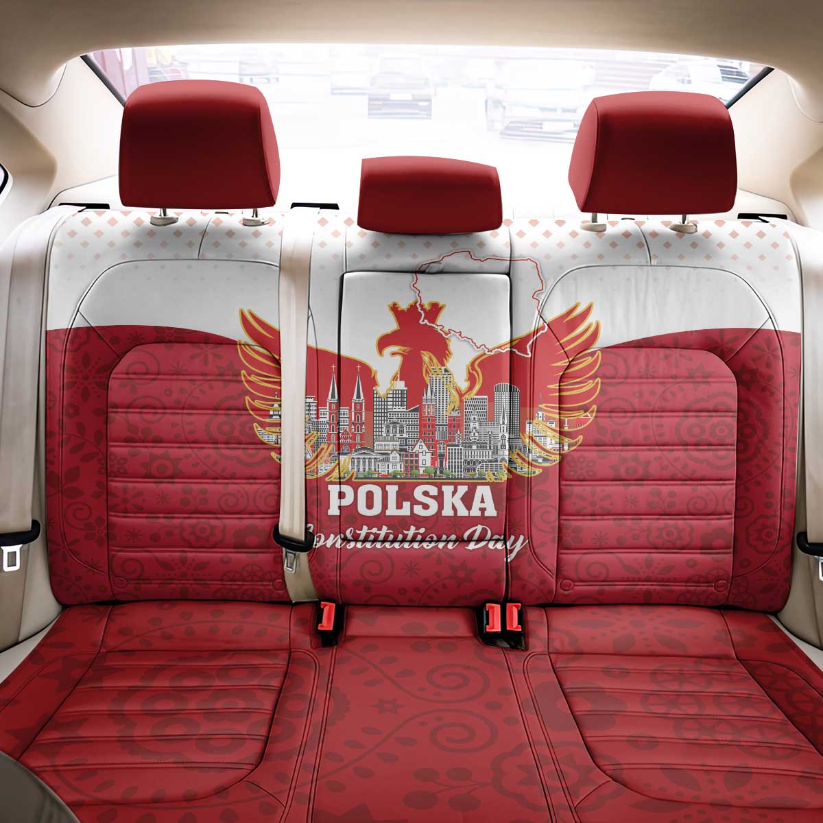 Poland Constitution Day Back Car Seat Cover Warsaw Capital Mazurek Dabrowskiego