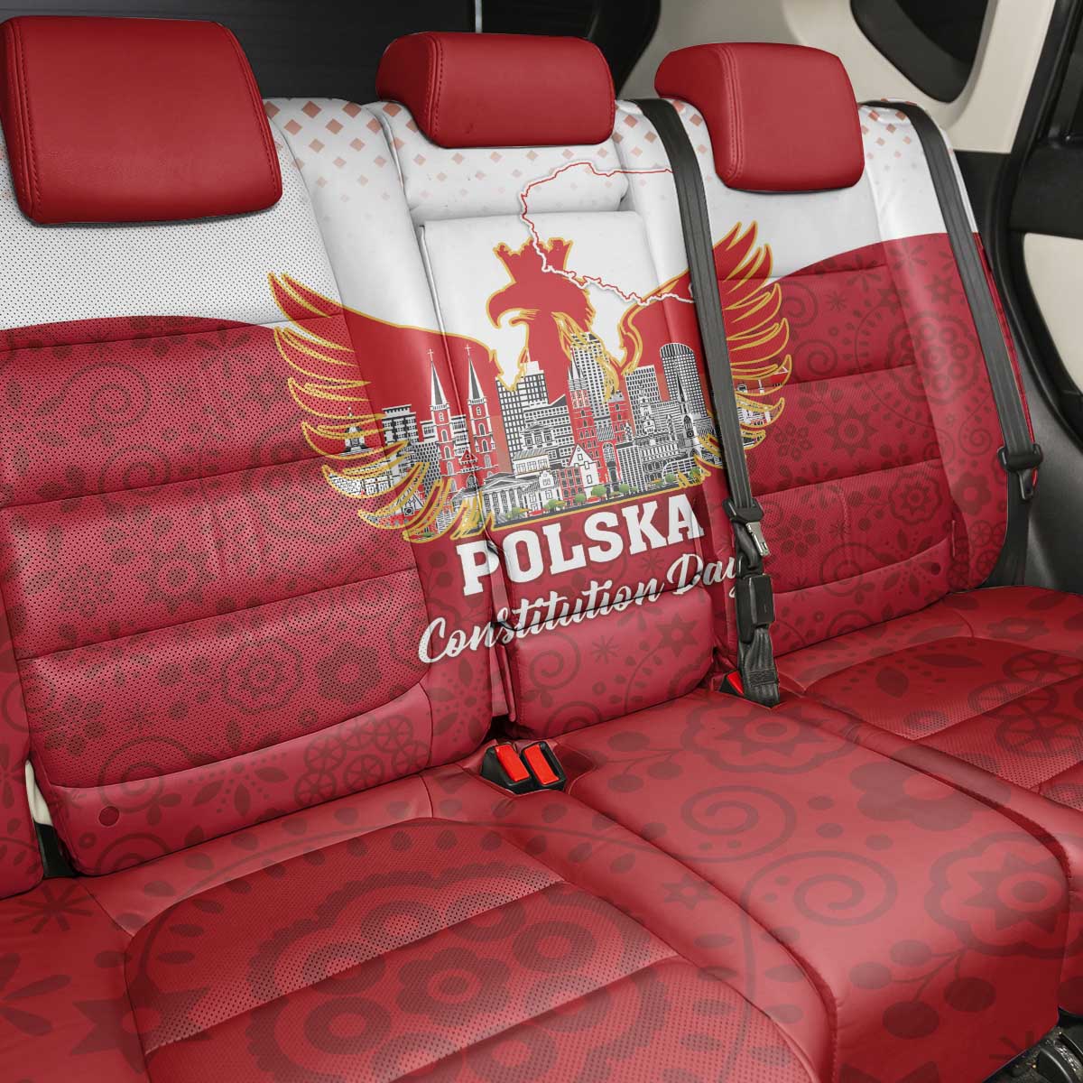 Poland Constitution Day Back Car Seat Cover Warsaw Capital Mazurek Dabrowskiego