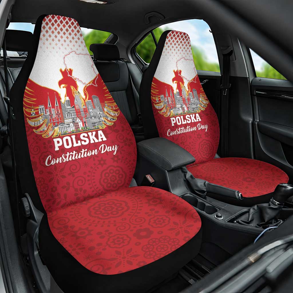Poland Constitution Day Car Seat Cover Warsaw Capital Mazurek Dabrowskiego