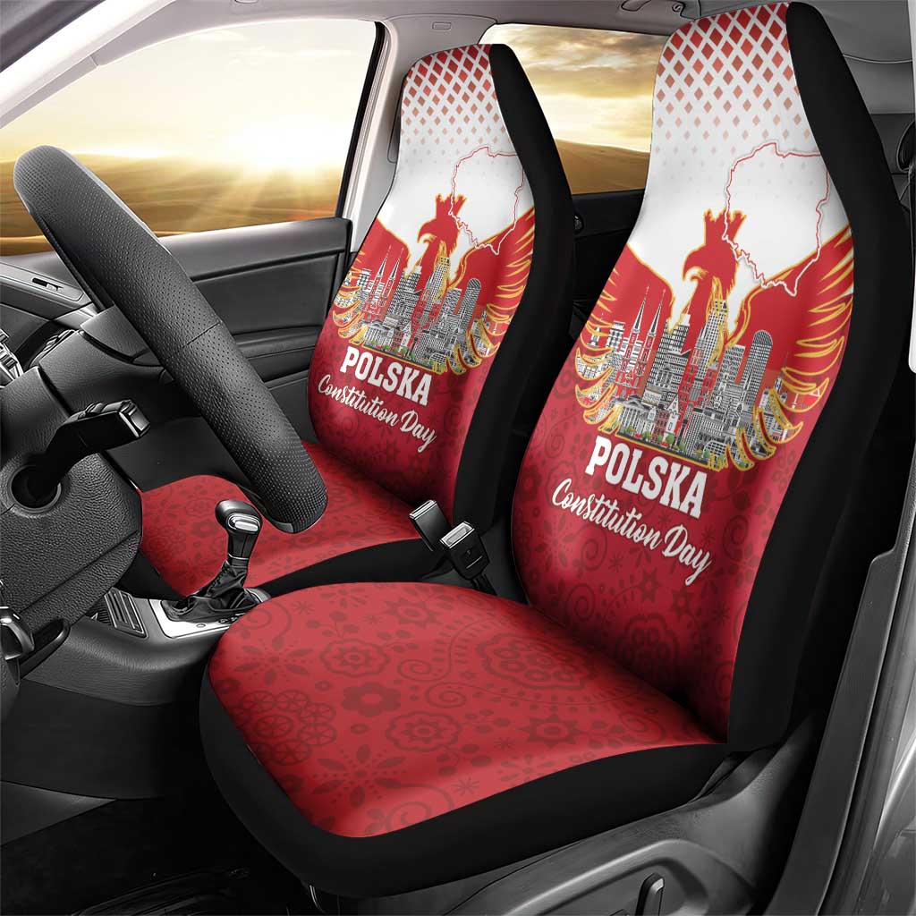 Poland Constitution Day Car Seat Cover Warsaw Capital Mazurek Dabrowskiego