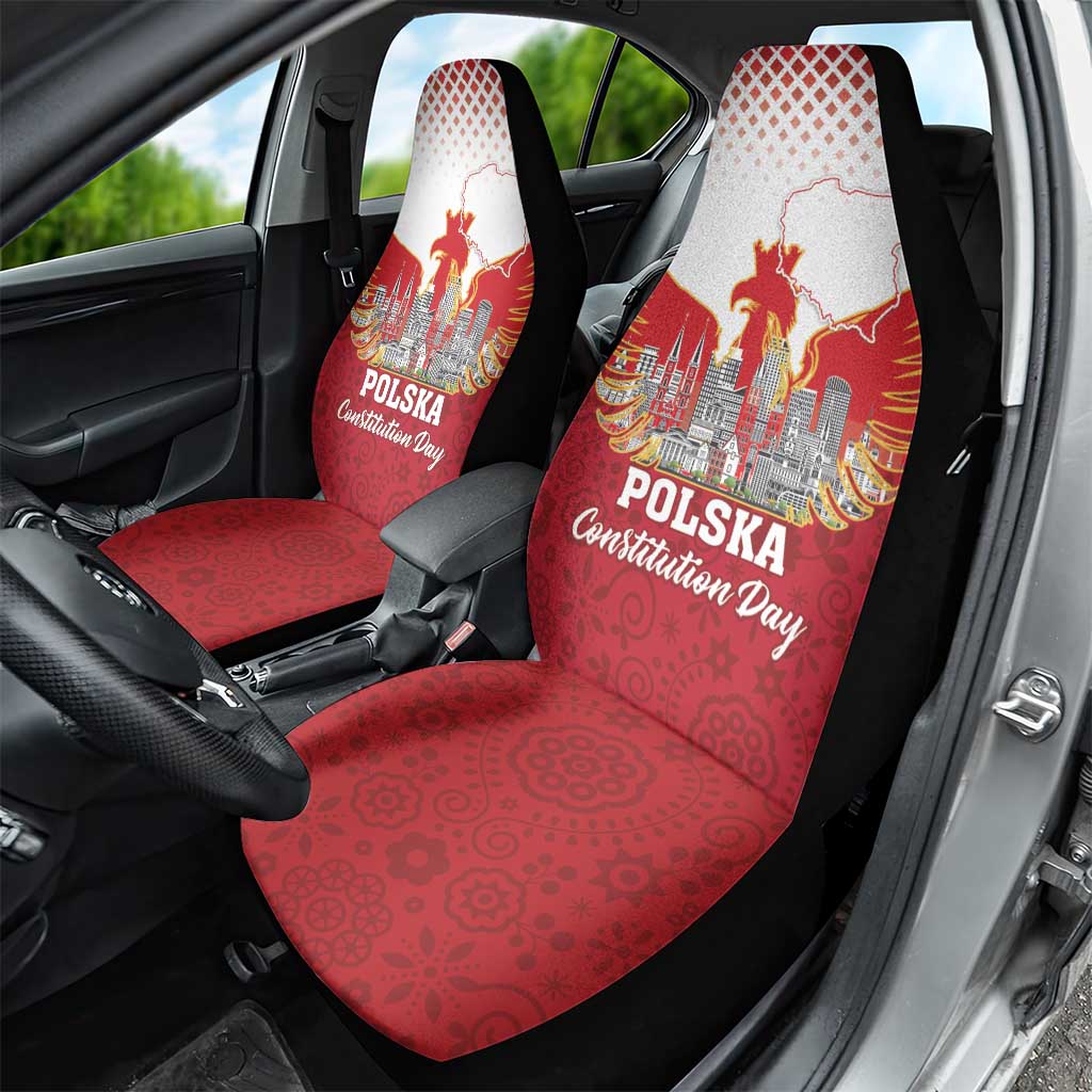 Poland Constitution Day Car Seat Cover Warsaw Capital Mazurek Dabrowskiego